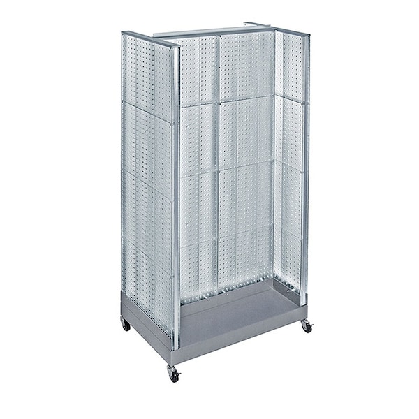 H-Unit Pegboard Floor Display on Wheeled Base